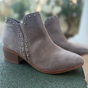 Gray Ankle Booties with Studded Accents